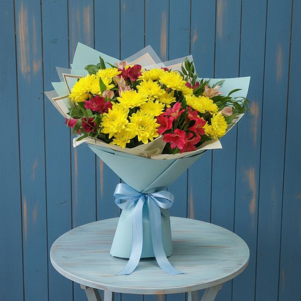 Букет цветов из: Альстромерии и Хризантемы в Горьковском