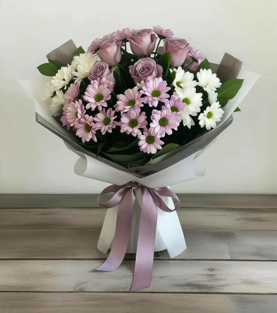 Букет цветов из: Хризантемы и Розы в Горьковском