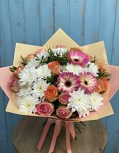Букет цветов из:  Розы, Герберы и Хризантемы в Горьковском