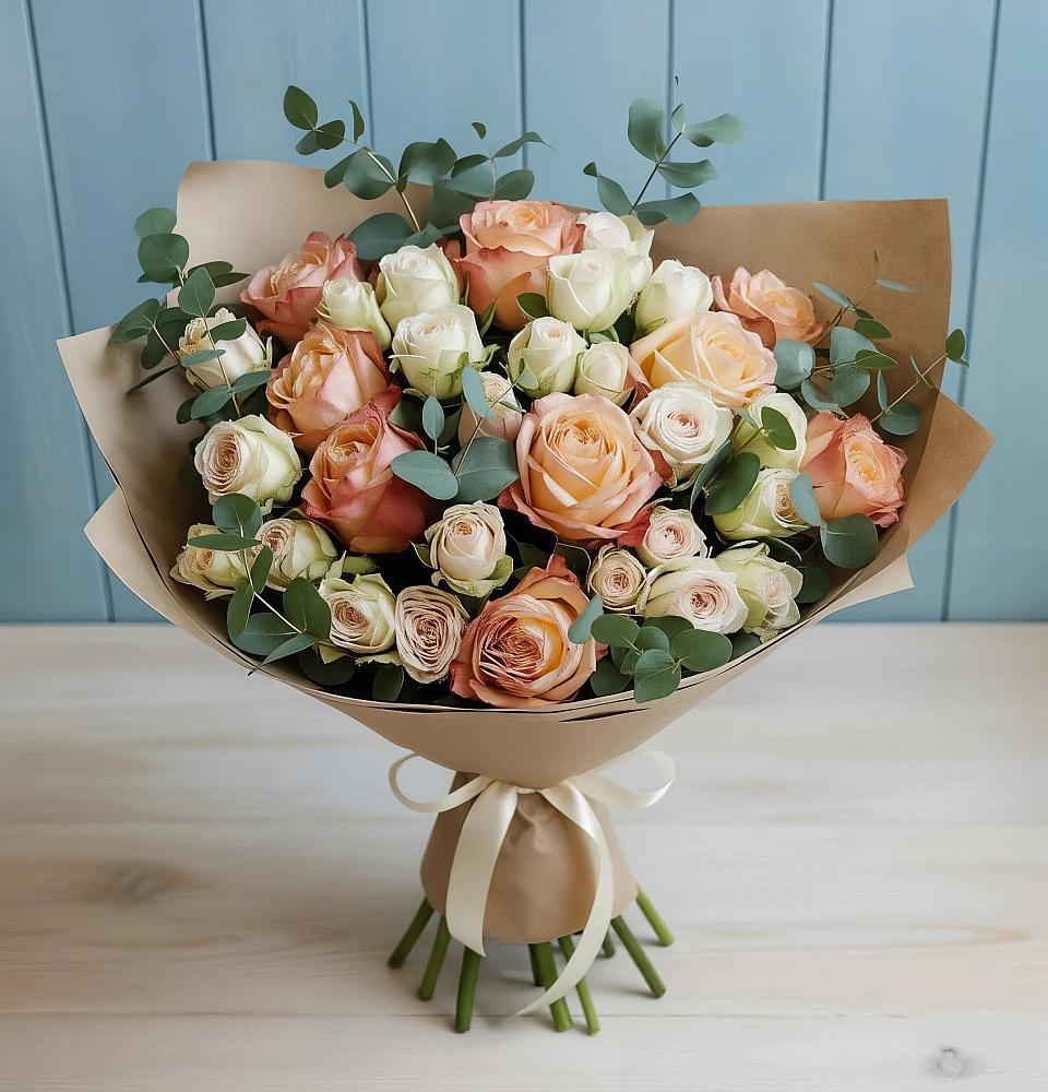 Букет цветов из: Альстромерии и Розы в Горьковском