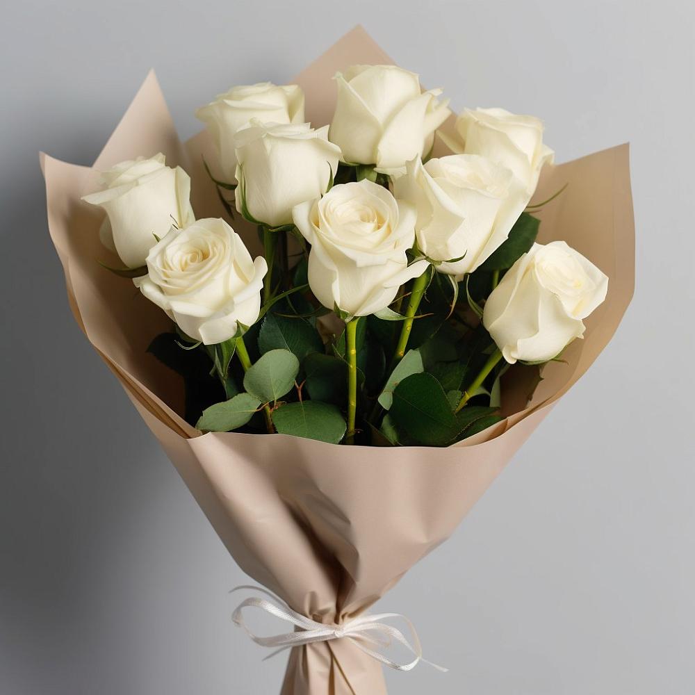 Букет 9 Белых роз Эдлесс Лав в Горьковском