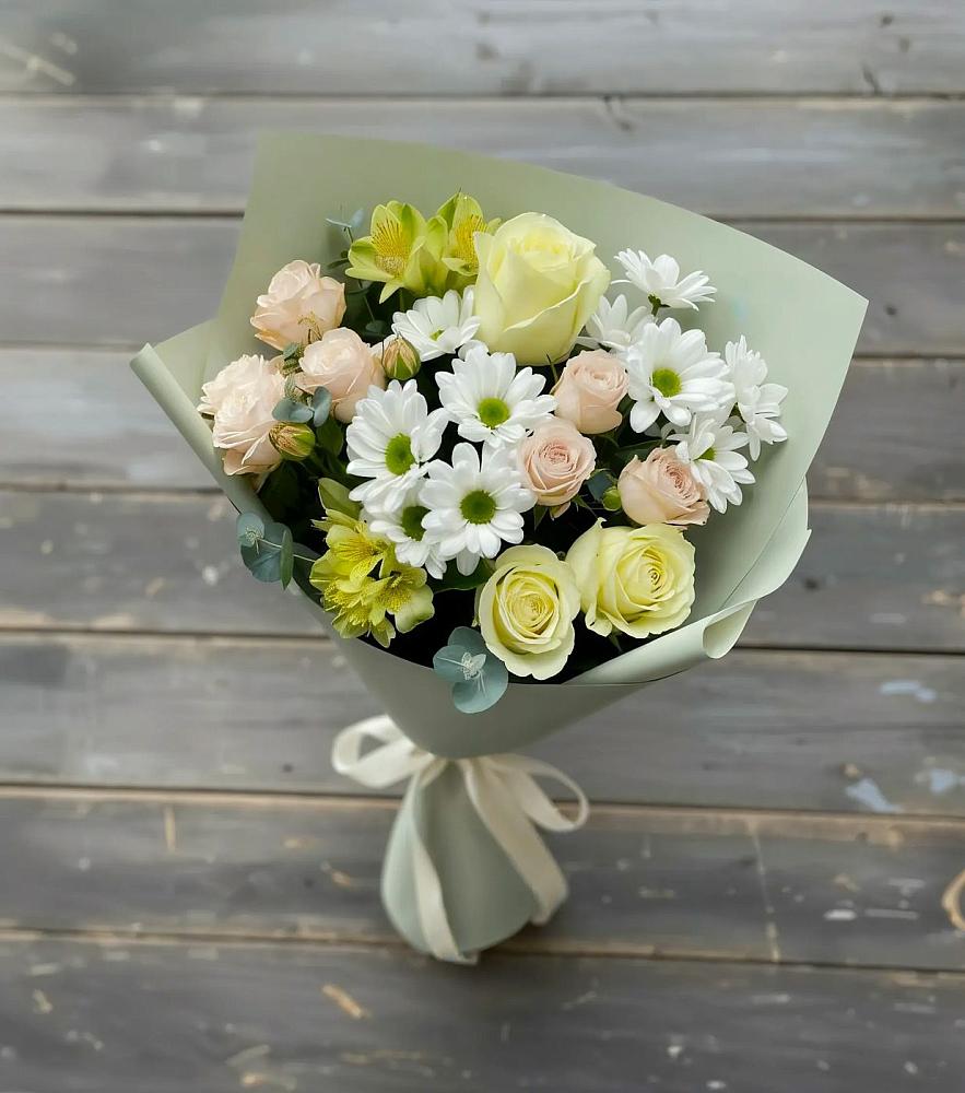 Букет цветов из: Альстромерии, Розы и Хризантемы в Горьковском