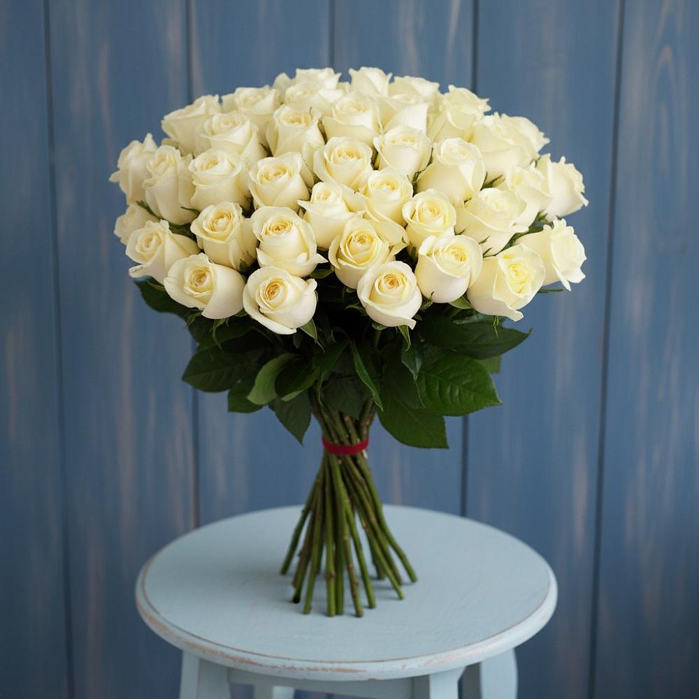 Букет 51 Белая роза Эдлесс Лав в Горьковском