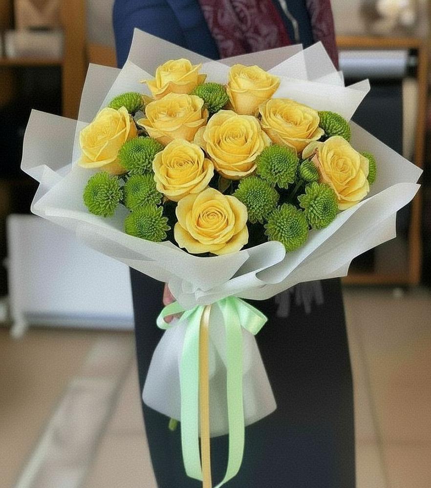 Букет цветов из: Хризантемы и Розы в Горьковском