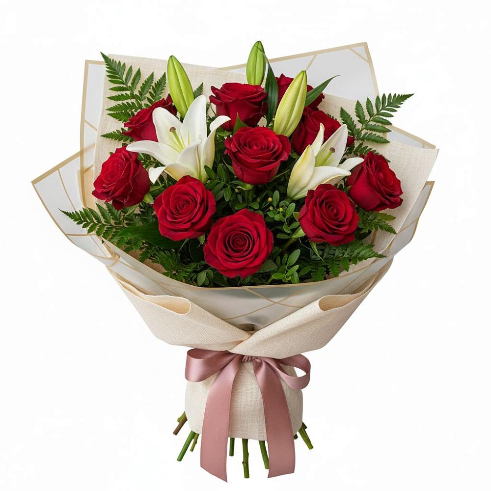 Букет цветов из: Лилии и Розы в Горьковском