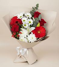 Букет цветов из:  Розы, Хризантемы, Герберы и Лилии #REPLACE_PRED# Горьковском