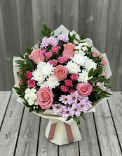 Букет цветов из:  Альстромерии, Гвоздики, Розы и Хризантемы в Горьковском