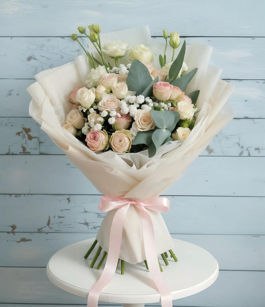 Букет цветов из: Розы и Лизиантусы в Горьковском