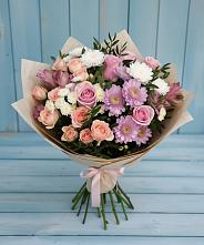 Букет цветов из:  Хризантемы, Розы и Альстромерии в Горьковском