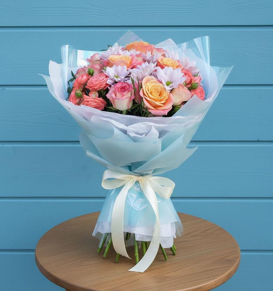 Букет цветов из: Хризантемы и Розы в Горьковском